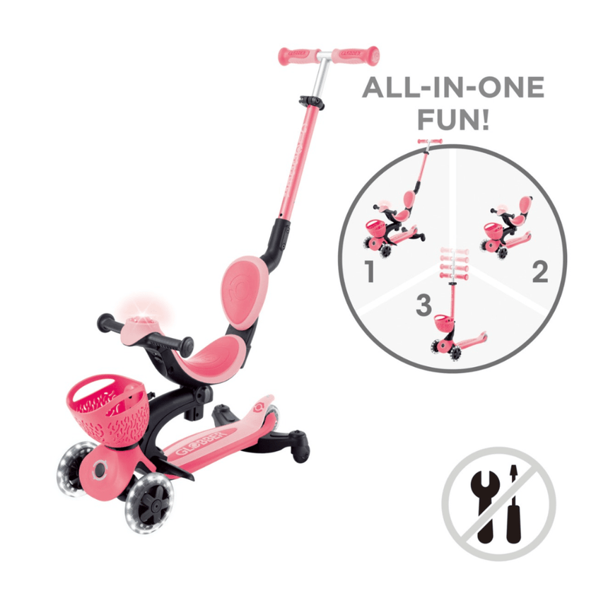 Globber Go Up Baby Lights 360 - Pastel Pink/ Deep Pastel Pink