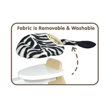 I'm Toy Style Rider Zebra showing padded tail and quiet EVA rubber wheels