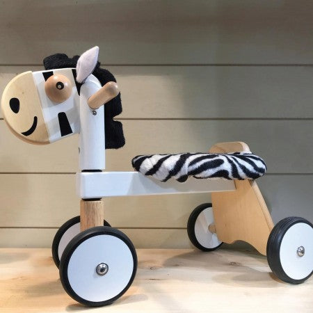 I'm Toy Style Rider Zebra ride-on with cushioned padded seat and cloth mane
