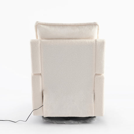 Back view of the Luna electric nursing chair in cream linen