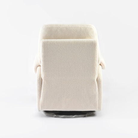 Ivory glider recliner back view showing the fabric texture