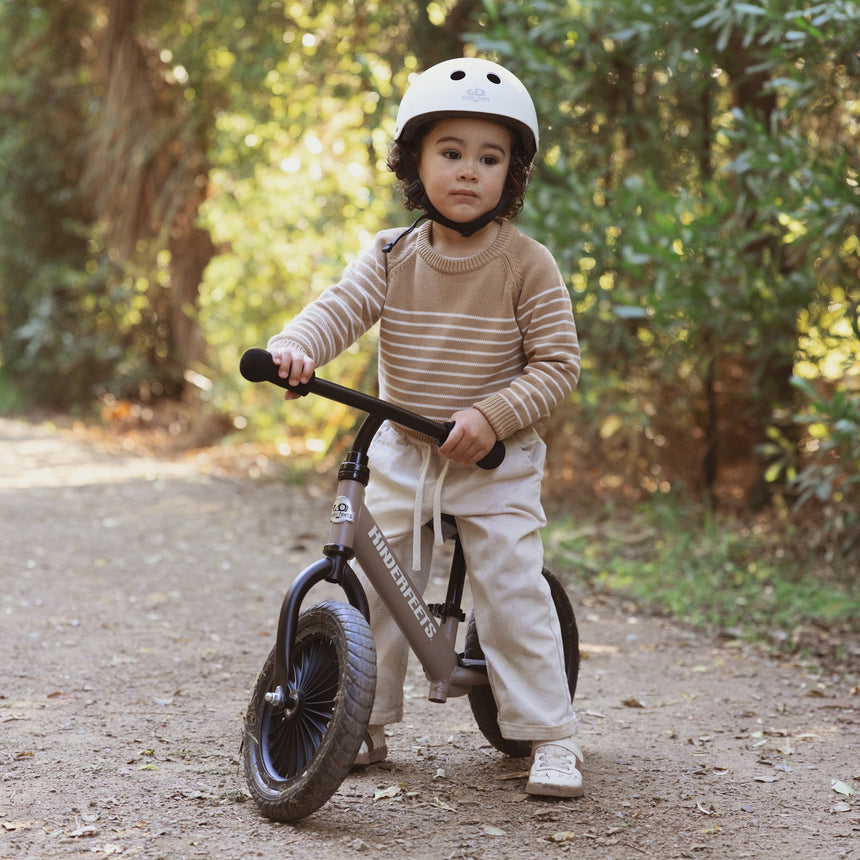 Kinderfeets Trail Bike Slate Grey being ridden outdoors