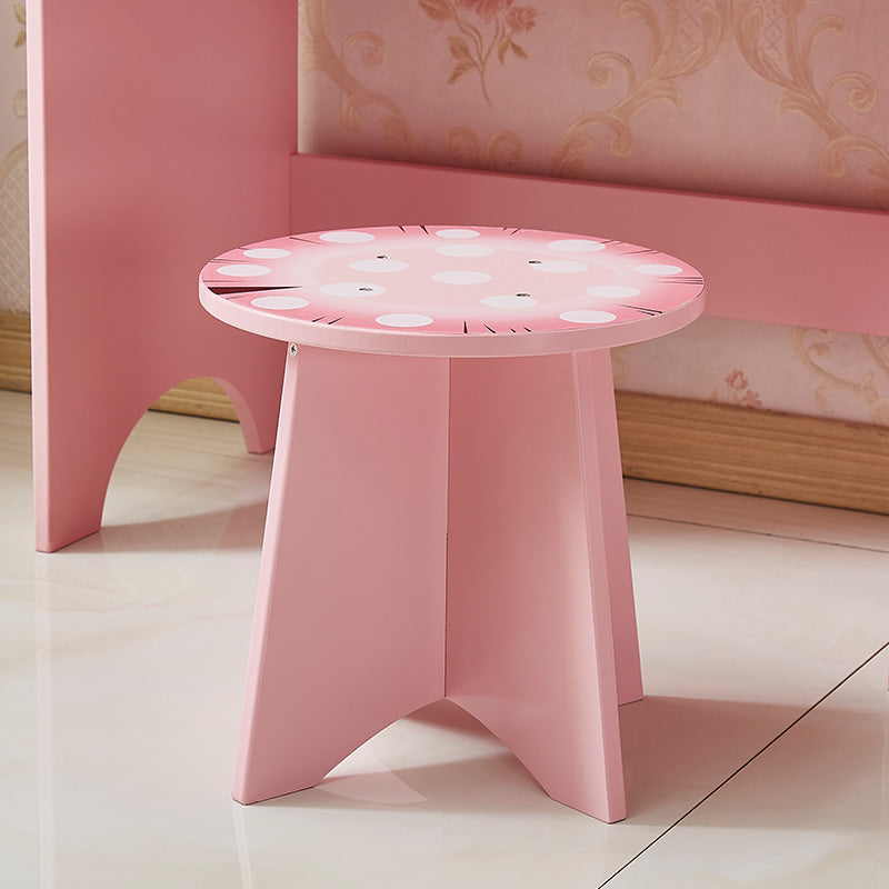 Kids vanity table with shatterproof oval mirror and fairy design