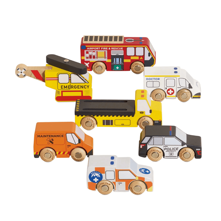Le Toy Van Emergency Helicopter & Rescue Cars - 7 Piece