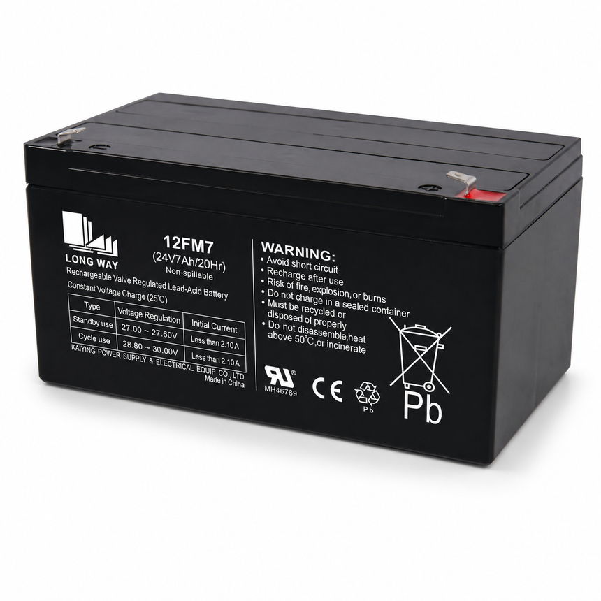 Longwei premium 24V 7Ah sealed lead-acid battery for kids' ride-on cars