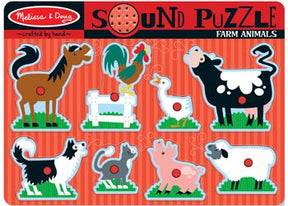 Melissa and Doug Farm Animals Sound Puzzle 8 piece wooden puzzle