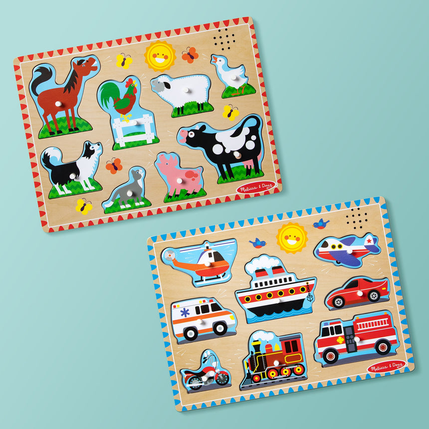 Melissa and Doug Farm Animals Sound Puzzle 8 piece wooden puzzle – view 3