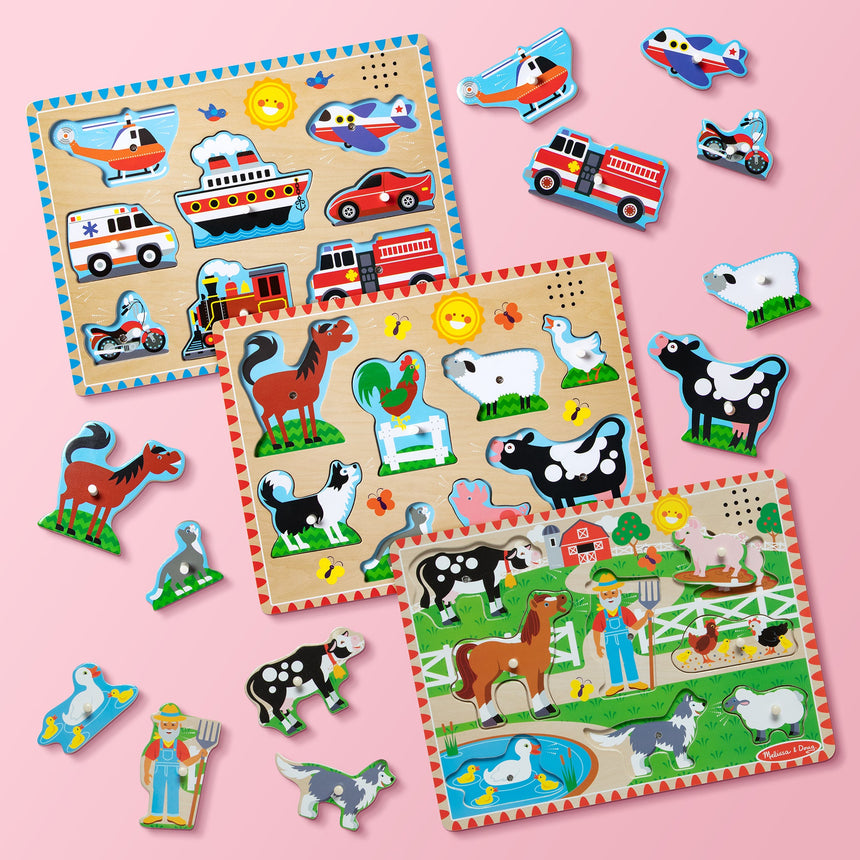 Melissa and Doug Farm Animals Sound Puzzle 8 piece wooden puzzle – view 4