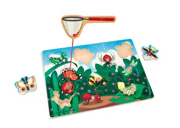 Melissa and Doug Magnetic Bug Catching Game with net and wooden bugs