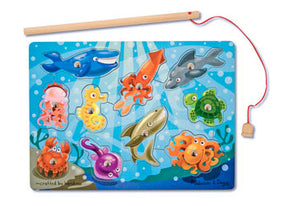 Melissa and Doug Magnetic Wooden Fishing Game with fishing rods and fish