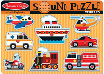 Melissa and Doug Vehicles Sound Puzzle 8 piece wooden puzzle