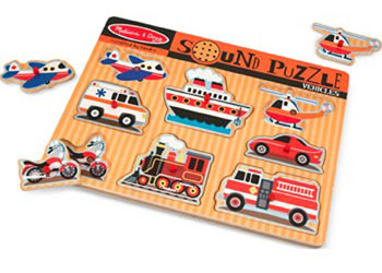 Melissa and Doug Vehicles Sound Puzzle 8 piece wooden puzzle – view 2