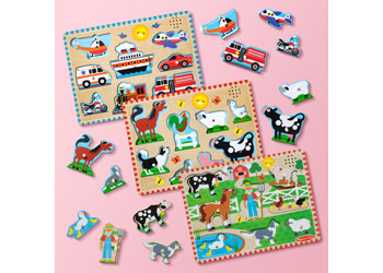 Melissa and Doug Vehicles Sound Puzzle 8 piece wooden puzzle – view 3