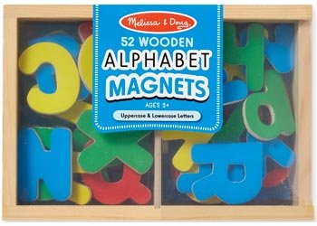 Melissa & Doug Alphabet Magnets 52 Pieces - Product with wooden storage case