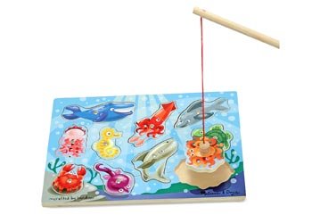 Melissa and Doug Magnetic Wooden Fishing Game with fishing rods and fish – view 2