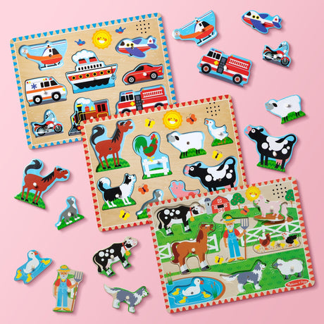 Melissa and Doug Farm Animals Sound Puzzle 8 piece wooden puzzle – view 4