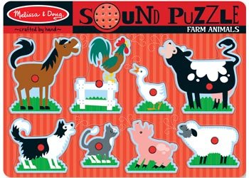 Melissa and Doug Farm Animals Sound Puzzle 8 piece wooden puzzle