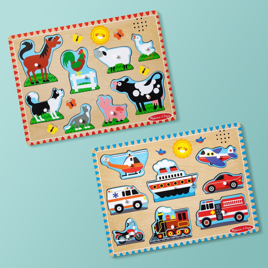 Melissa and Doug Farm Animals Sound Puzzle 8 piece wooden puzzle – view 3