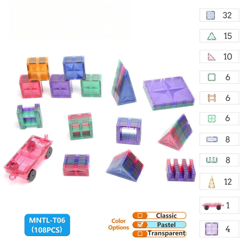 MNTL Pastal Magnetic Tile 108 Pcs
