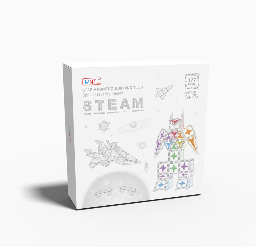 MNTL Pastel Space Travelling Magnetic Tile Set 177 Pcs