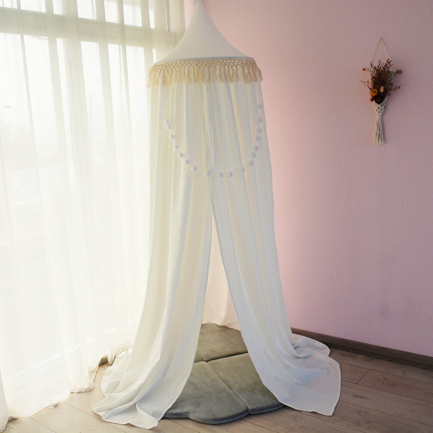 All 4 Kids Tulip Nursery Canopy with Tassel - White
