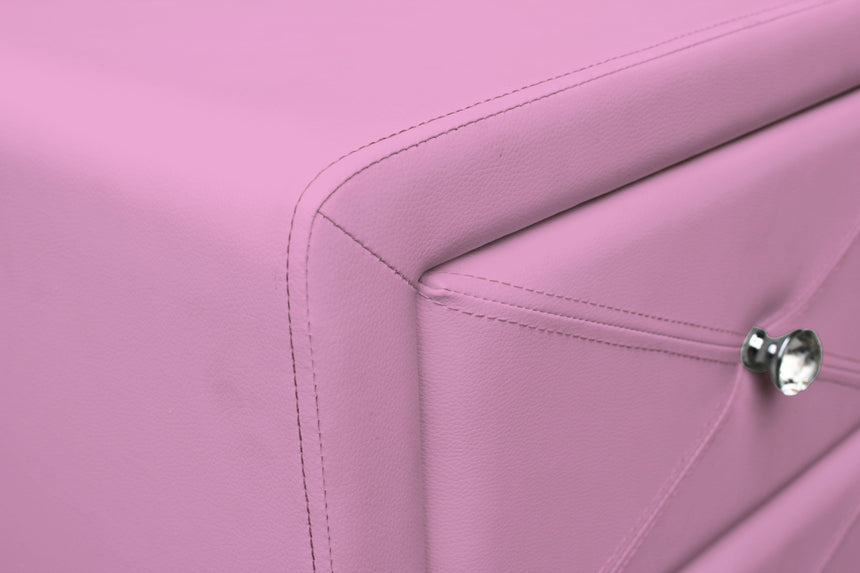 ALL 4 KIDS Brooklyn Heart PU Leather Single Upholstered Bed and Bedside Set- Pink