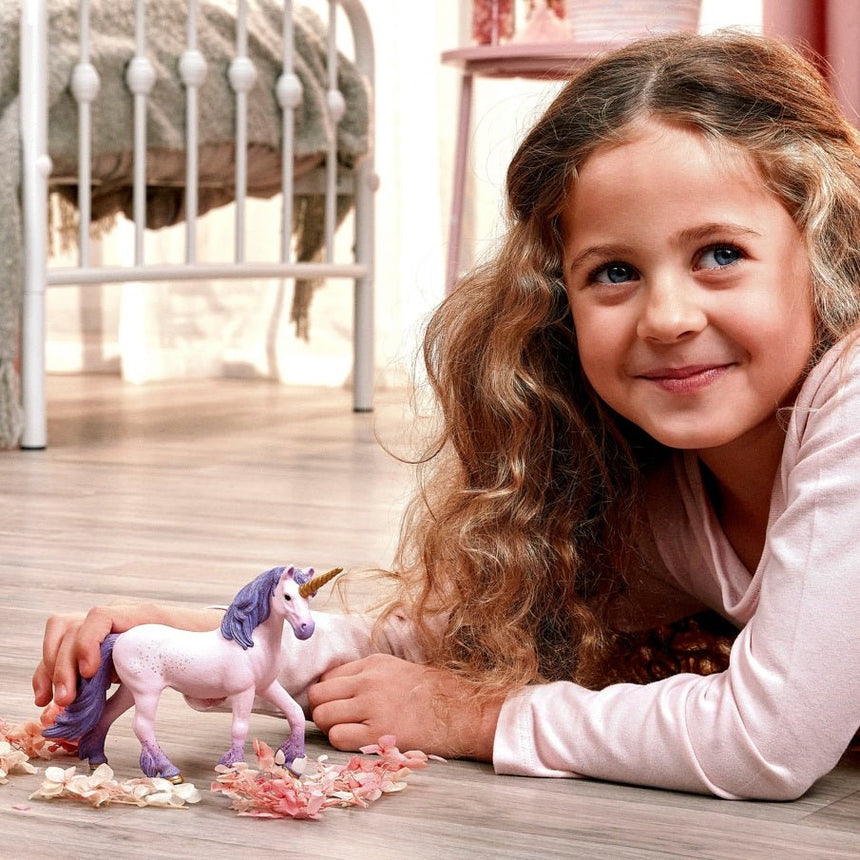 Schleich Unicorn Mare Seraphina toy figure in play scene