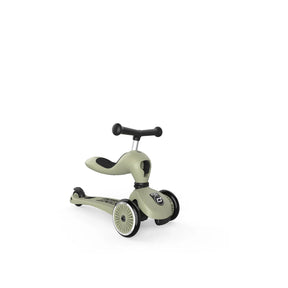 Scoot and Ride Highwaykick 1 Olive 2-in-1 kids ride-on and scooter