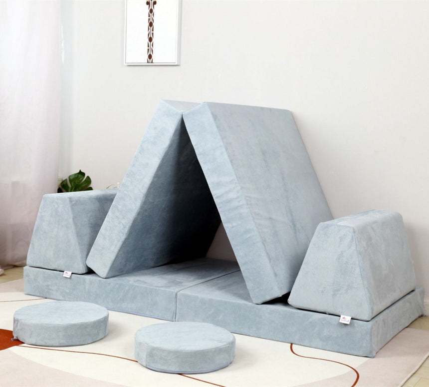 All 4 Kids Ethan 10 PCS Play Couch - Blue