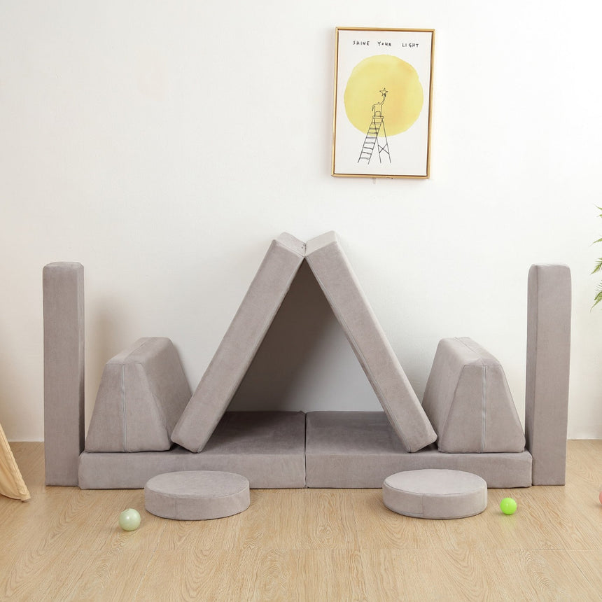 All 4 Kids Ethan 10 PCS Play Couch - Grey