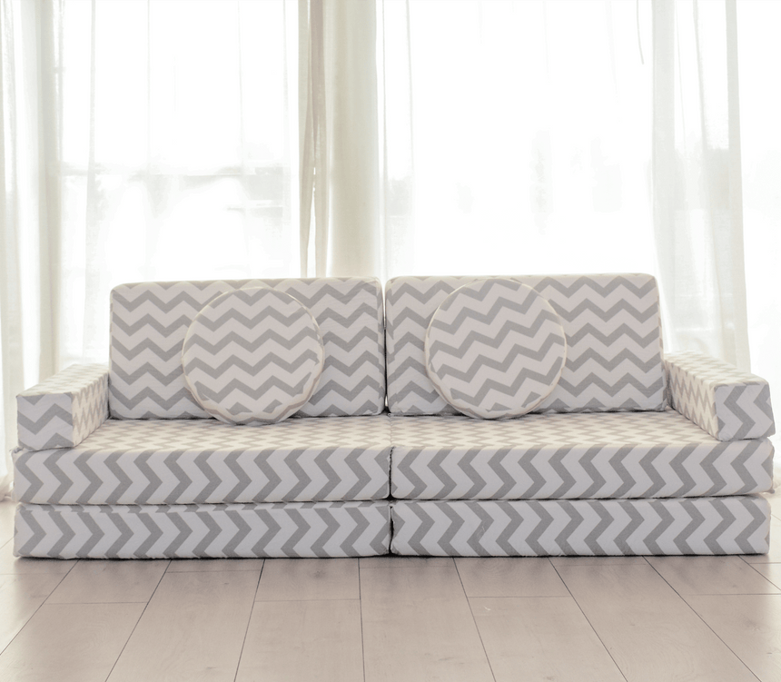 All 4 Kids Roman 10 PCS Play Couch with Farbic Cover - Chevron