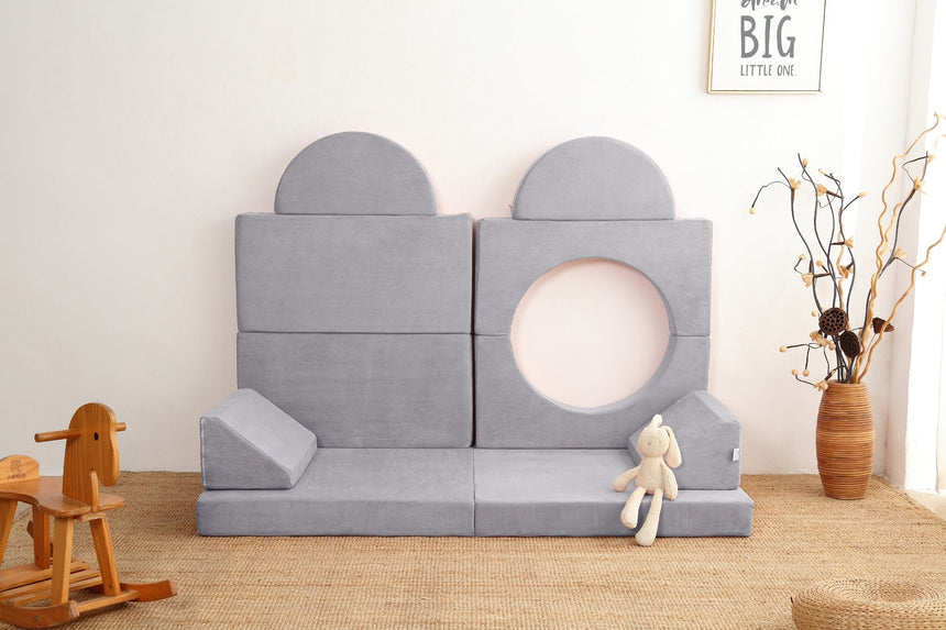 All 4 Kids Ollie 10 PCS Modular Play Couch Set - Grey