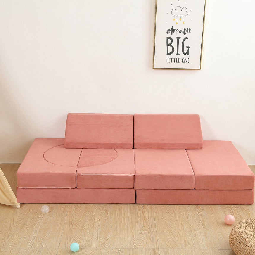 All 4 Kids Ollie10 PCS Modular Play Couch Set - Pink