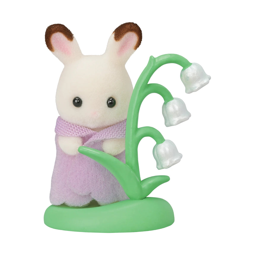 Sylvanian Families Baby Forest Costume Series chocolate rabbit baby with lily of the valley accessory