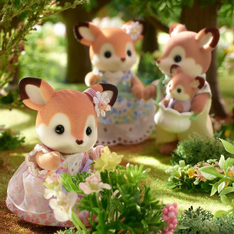 Sylvanian Families Deer Family baby and parents in a woodland play scene