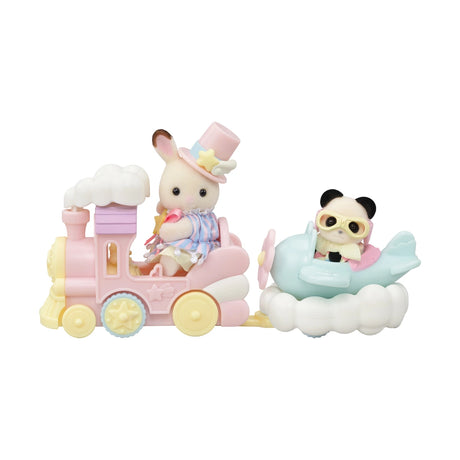 Sylvanian Families Amusement Park Ride Set pastel train ride with baby figure