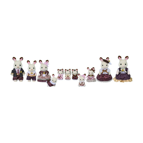 Sylvanian Families Chocolate Rabbit Family Anniversary Set with 11 dressed rabbit figures