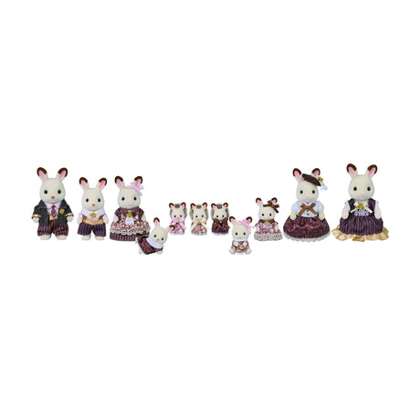Sylvanian Families Chocolate Rabbit Family Anniversary Set with 11 dressed rabbit figures