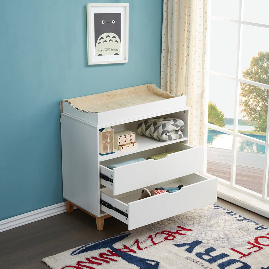 JOY BABY Aurora 2 Drawers Chest of Draw with Change Table - White