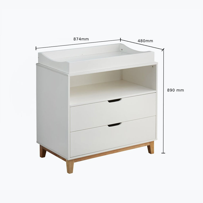 JOY BABY Aurora 2 Drawers Chest of Draw with Change Table - White