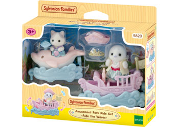 Sylvanian Families Amusement Park Ride the Waves boat and dolphin floats