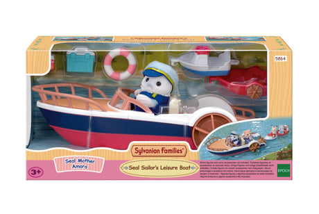 Sylvanian Families Seal Sailor's Leisure Boat with Amora seal mother and paddle boat