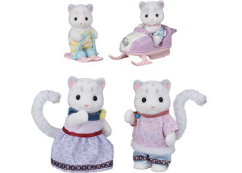 Sylvanian Families Snow Leopard Family soft flocked white fur detail