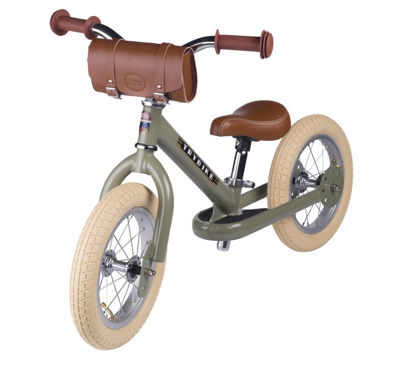Trybike handlebar bag brown leather-look detail