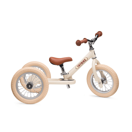 Vintage Cream Trybike 2-in-1 steel balance bike and tricycle