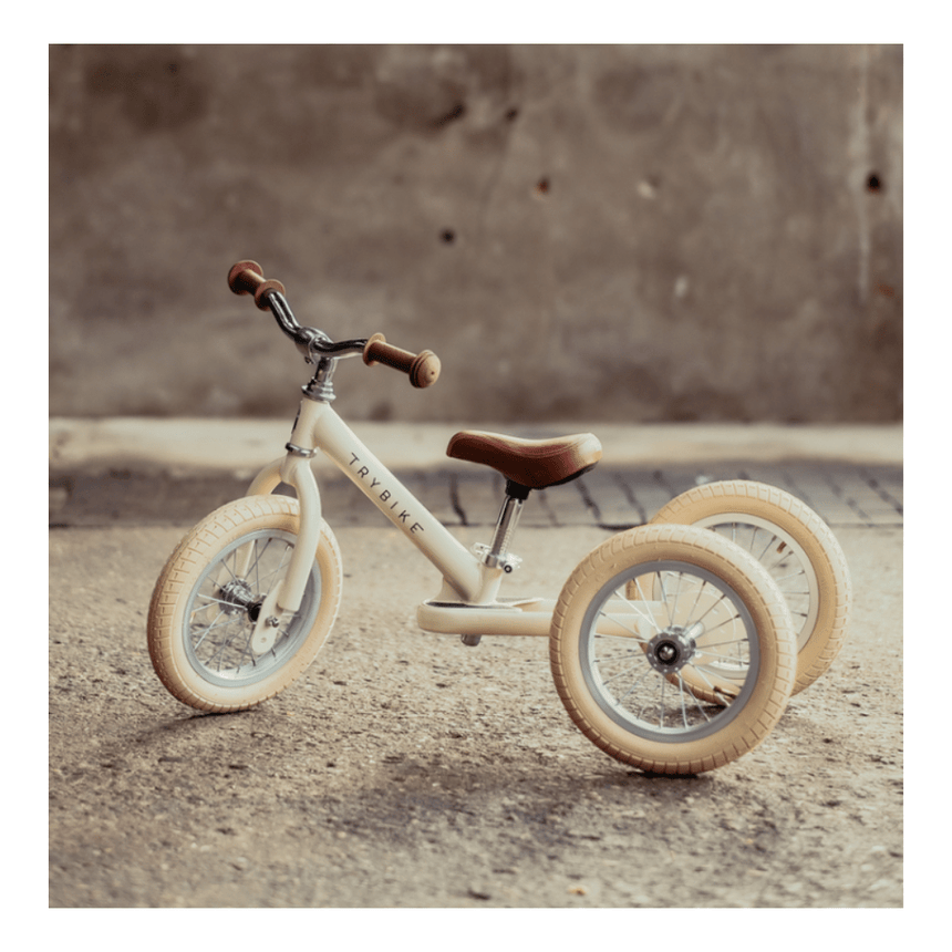 Trybike 2 in 1 Steel Balance Bike & Tricycle – Vintage Cream