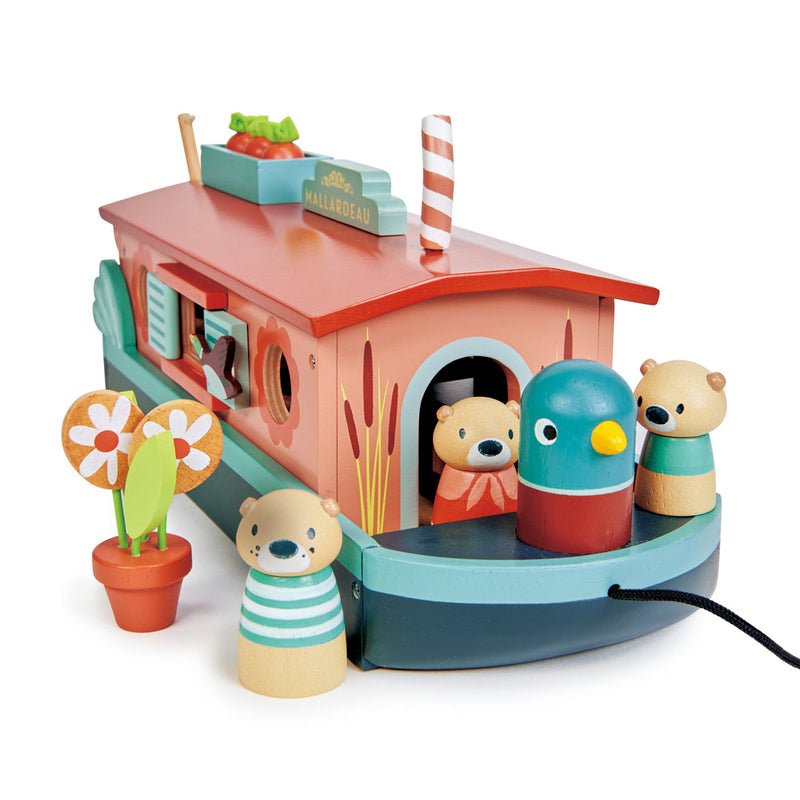 Tender Leaf Toys Wooden Little Otter Canal Boat Play Set