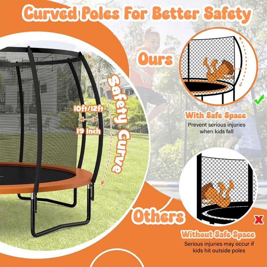 ALL 4 KIDS 8 FT Jump Zone Spring Trampoline with Basketball Board