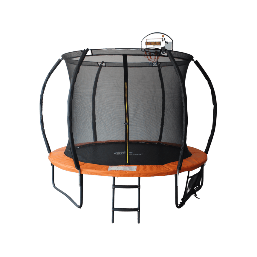 ALL 4 KIDS 8 FT Jump Zone Spring Trampoline with Basketball Board