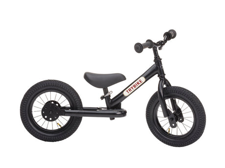 Vintage Black Trybike 12 inch spoked steel wheels with pneumatic tyres